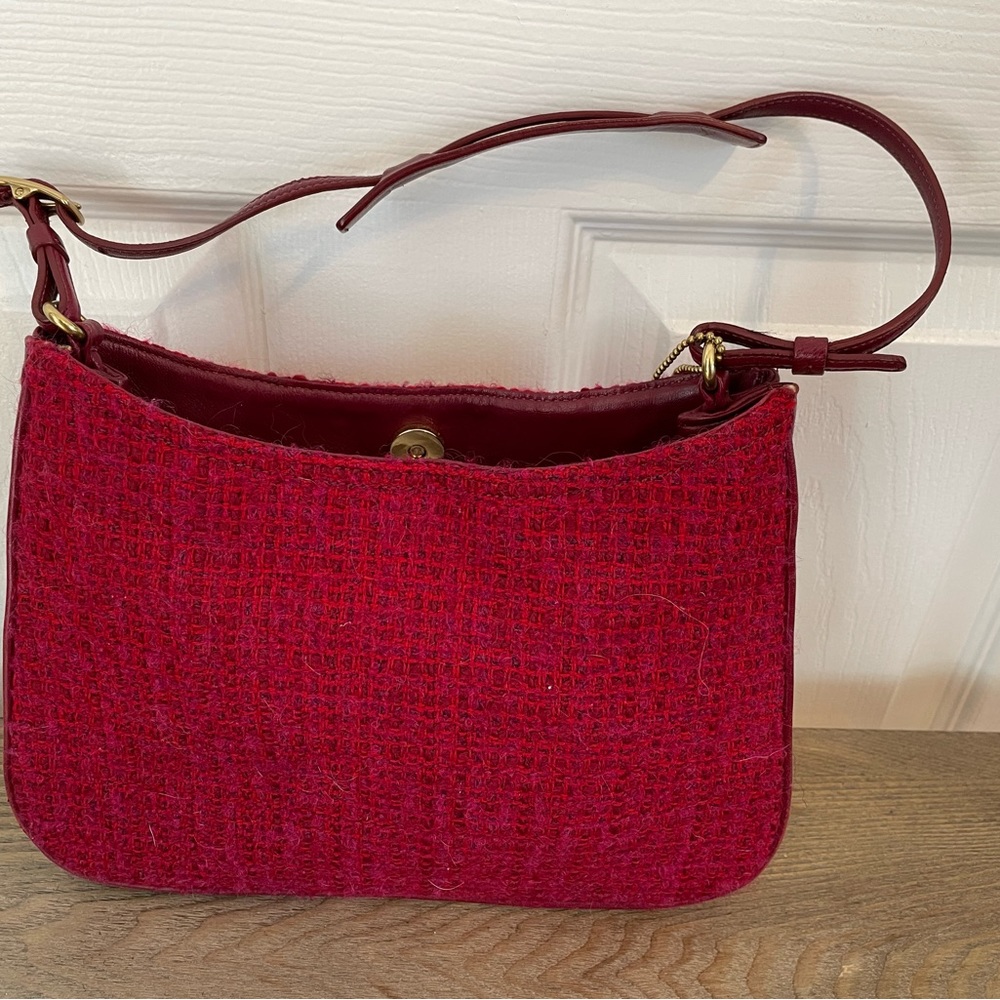 Vintage COACH Wool Tweed & Leather Bag - Picture 2 of 9